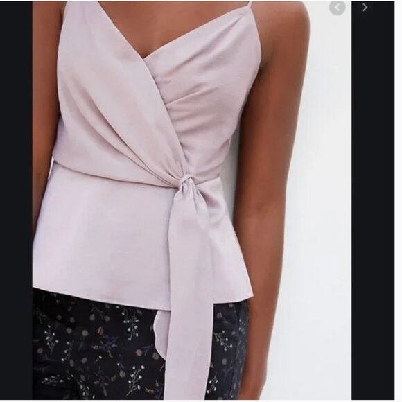 ⭐️ Tina Tie-Waist Boho Peasant Minimal Modern Cottage Classy Peplum Satin Blouse - Picture 1 of 4